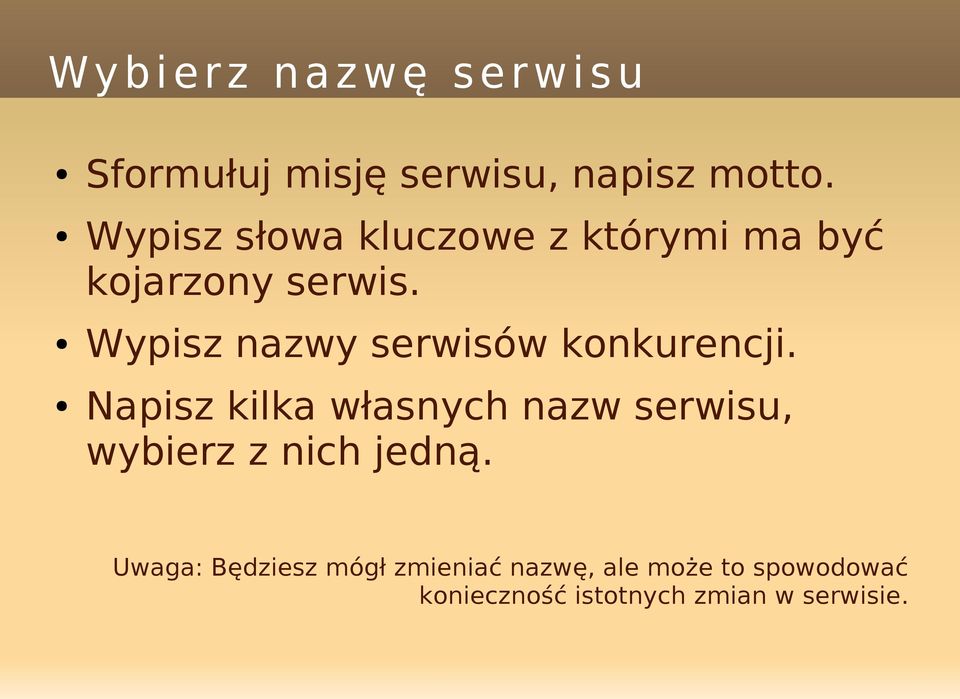 Wypisz nazwy serwisów konkurencji.