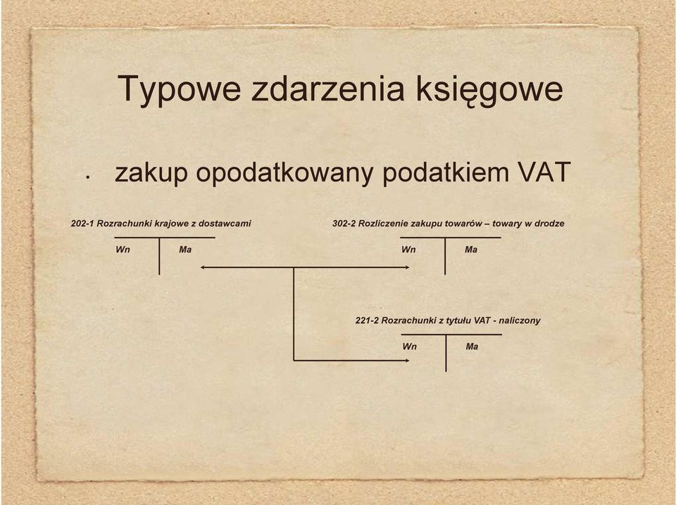 dostawcami 302-2 Rozliczenie zakupu towarów towary