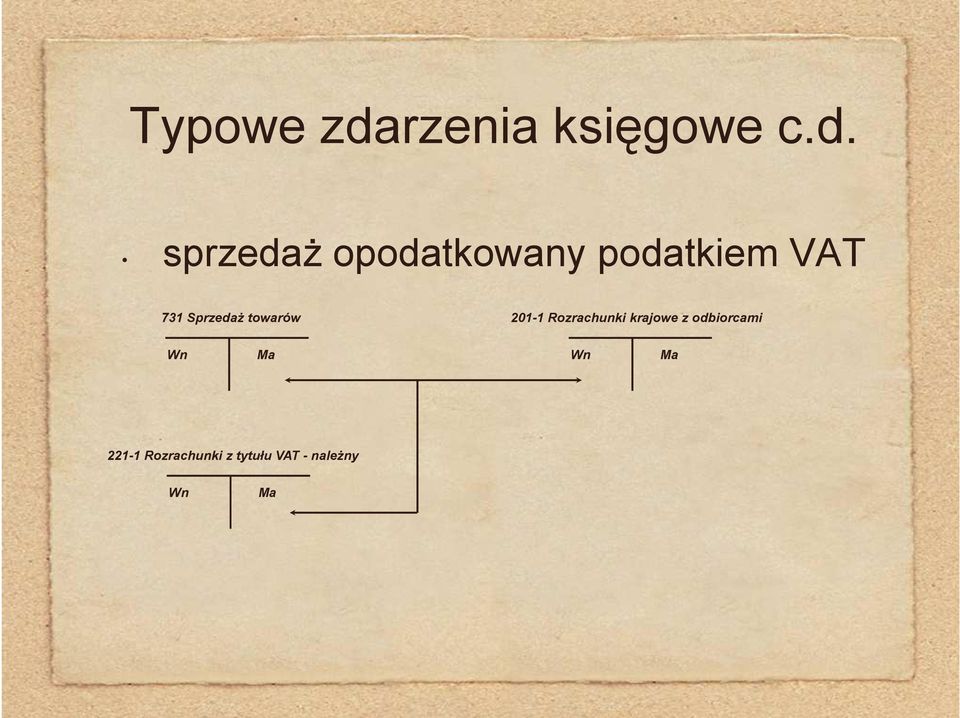 sprzedaŝ opodatkowany podatkiem VAT 731