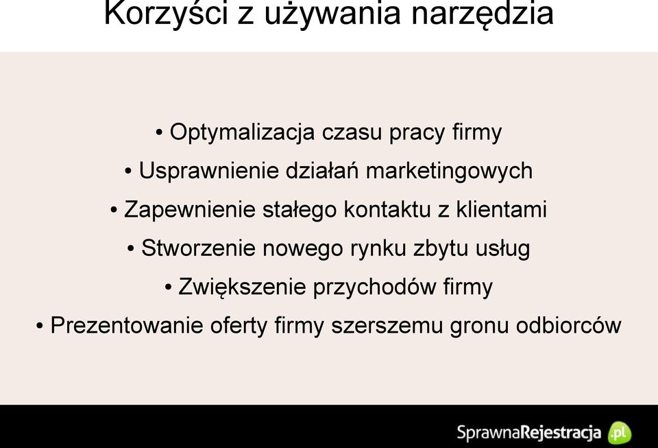 kontaktu z klientami Stworzenie nowego rynku zbytu usług