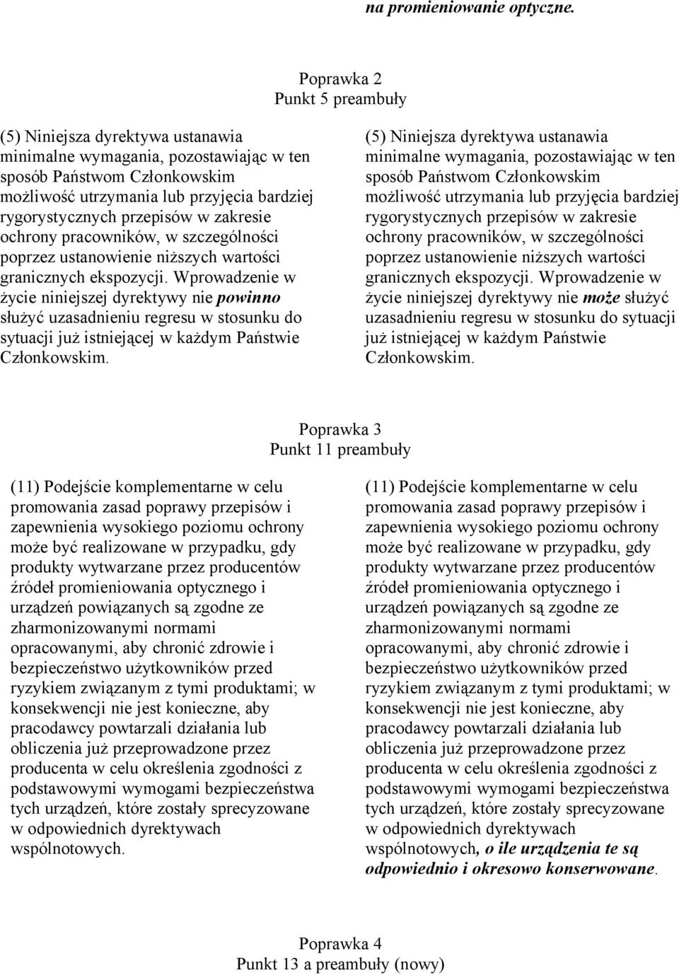 przepisów w zakresie ochrony pracowników, w szczególności poprzez ustanowienie niższych wartości granicznych ekspozycji.