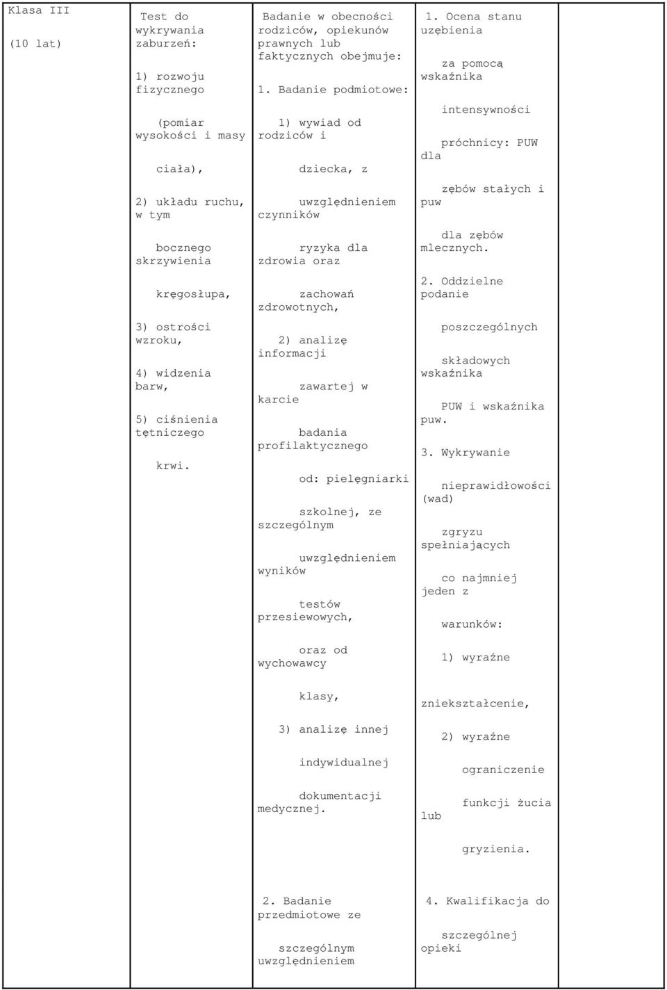 skrzywienia ryzyka dla zdrowia oraz dla zbów mlecznych. krgosłupa, zachowa zdrowotnych, 2. Oddzielne podanie 3) ostroci wzroku, 4) widzenia barw, 5) cinienia ttniczego krwi.