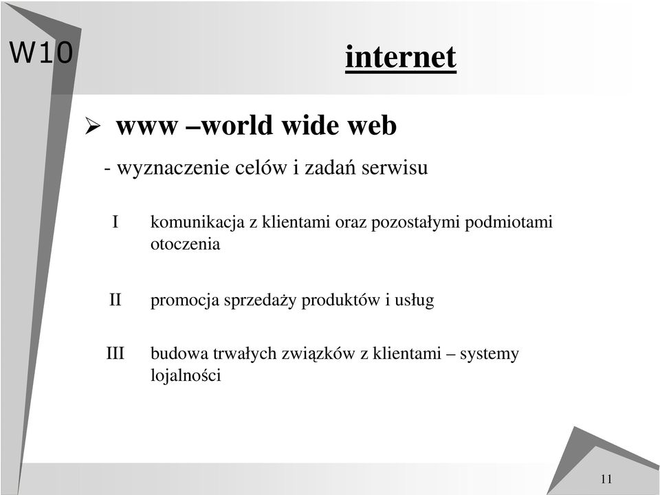 otoczenia II promocja sprzedaży produktów i usług III