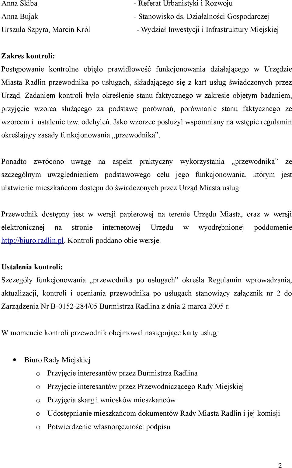 składająceg się z kart usług świadcznych przez Urząd.