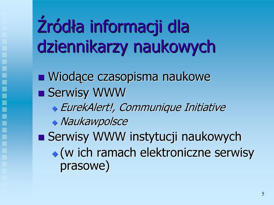 , Communique Initiative Naukawpolsce Serwisy WWW