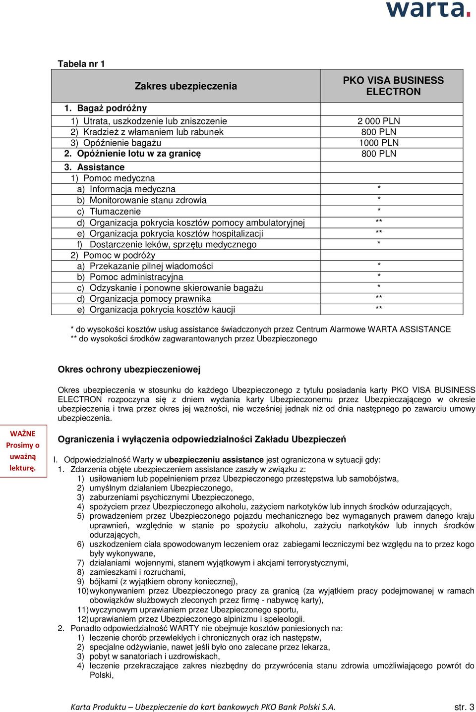 Assistance 1) Pomoc medyczna a) Informacja medyczna * b) Monitorowanie stanu zdrowia * c) Tłumaczenie * d) Organizacja pokrycia kosztów pomocy ambulatoryjnej ** e) Organizacja pokrycia kosztów