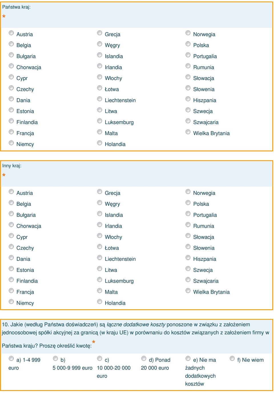 Rumunia Cypr Włochy Słowacja Czechy Łotwa Słowenia Dania Liechtenstein Hiszpania Estonia Litwa Szwecja Finlandia Luksemburg Szwajcaria Francja Malta Wielka Brytania Niemcy Holandia 10.