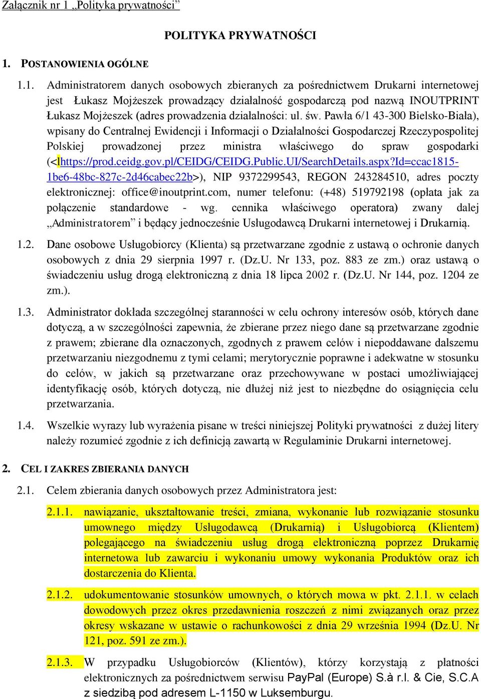 POSTANOWIENIA OGÓLNE 1.
