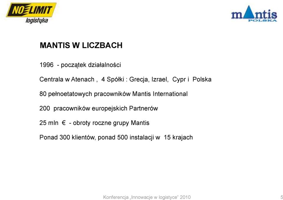 Mantis International 200 pracowników europejskich Partnerów 25 mln -
