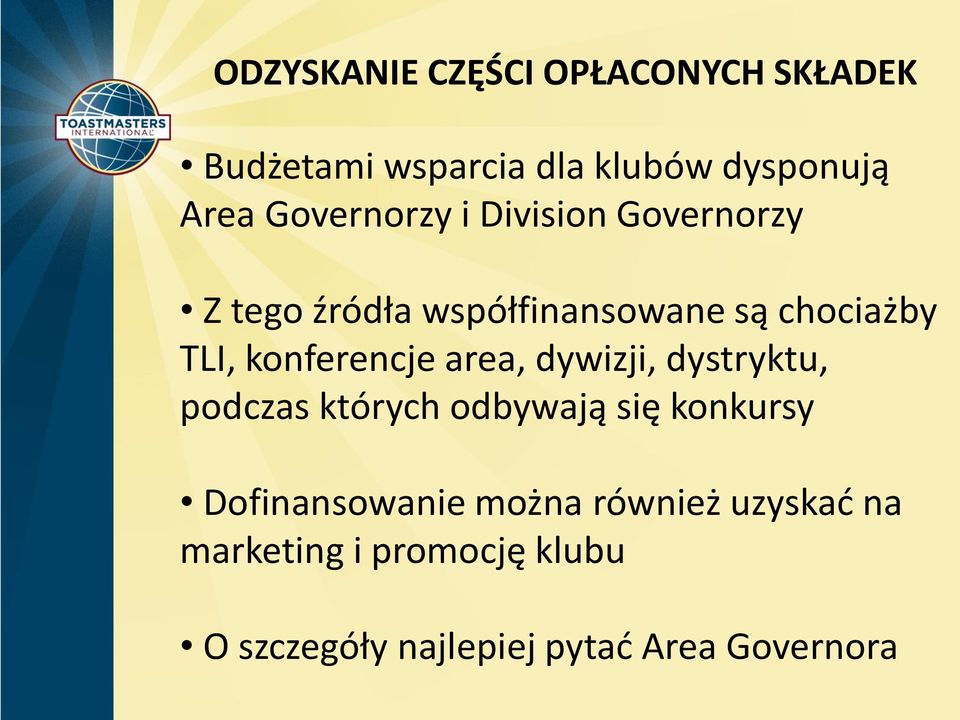 konferencje area, dywizji, dystryktu, podczas których odbywają się konkursy