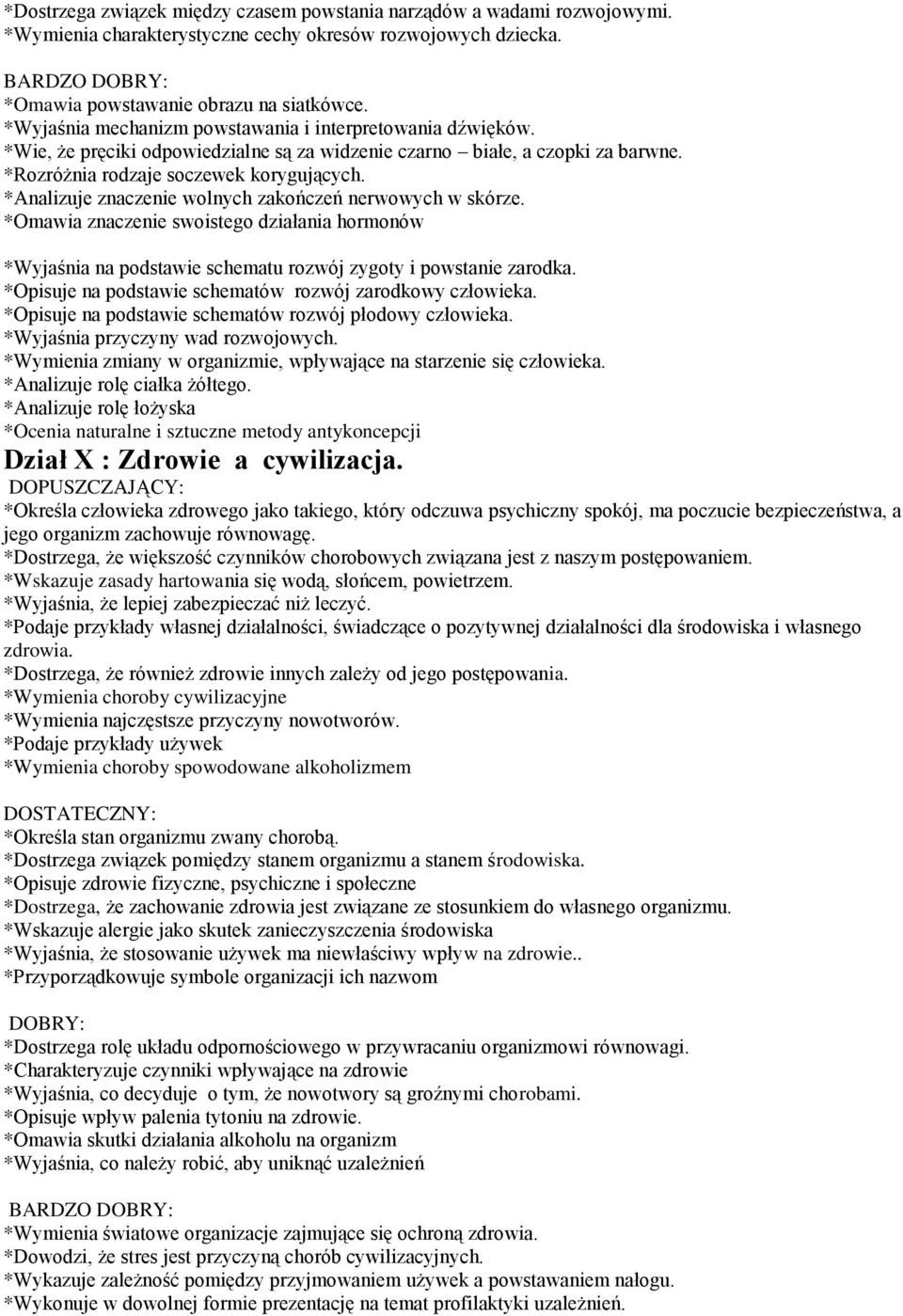 *Analizuje znaczenie wolnych zakończeń nerwowych w skórze. *Omawia znaczenie swoistego działania hormonów *Wyjaśnia na podstawie schematu rozwój zygoty i powstanie zarodka.