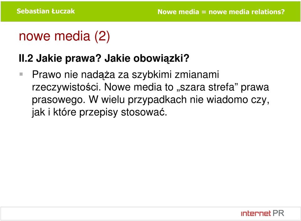 Nowe media to szara strefa prawa prasowego.