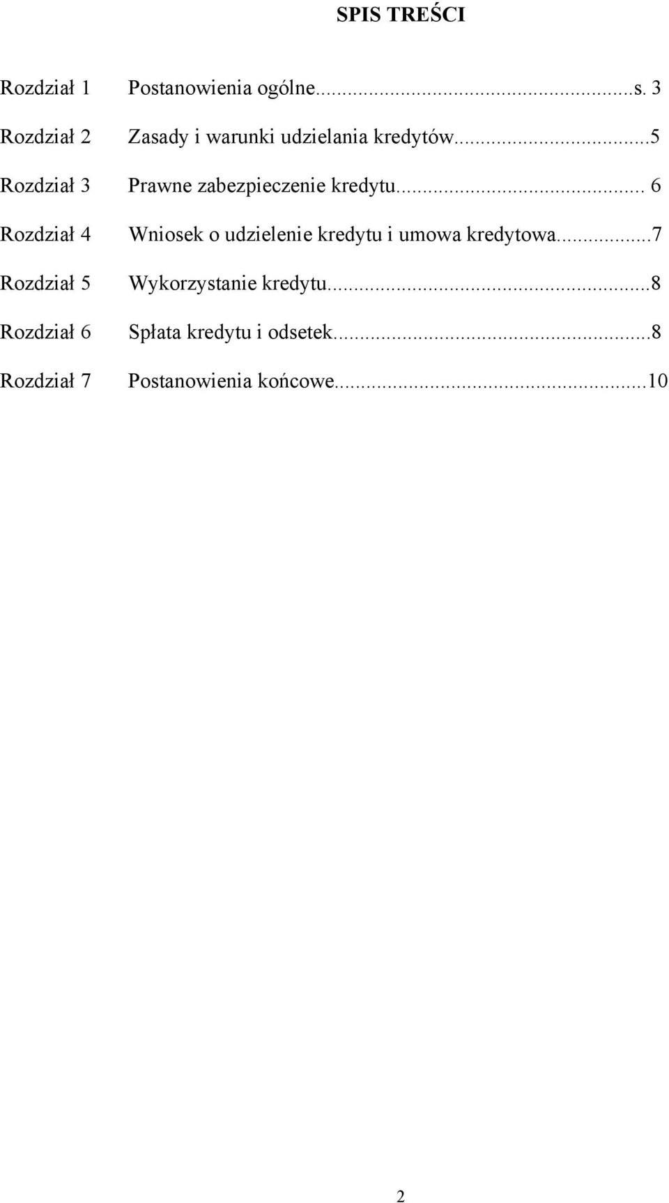 .. 6 Rozdział 4 Rozdział 5 Rozdział 6 Rozdział 7 Wniosek o udzielenie kredytu i