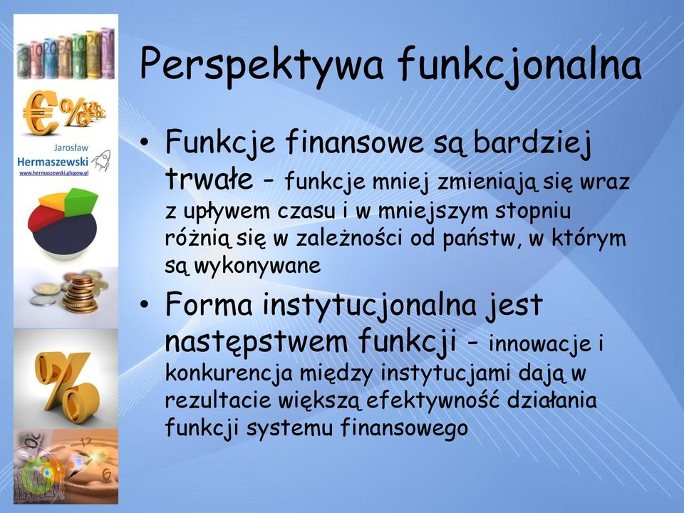 są wykonywane Forma instytucjonalna jest następstwem funkcji - innowacje i konkurencja