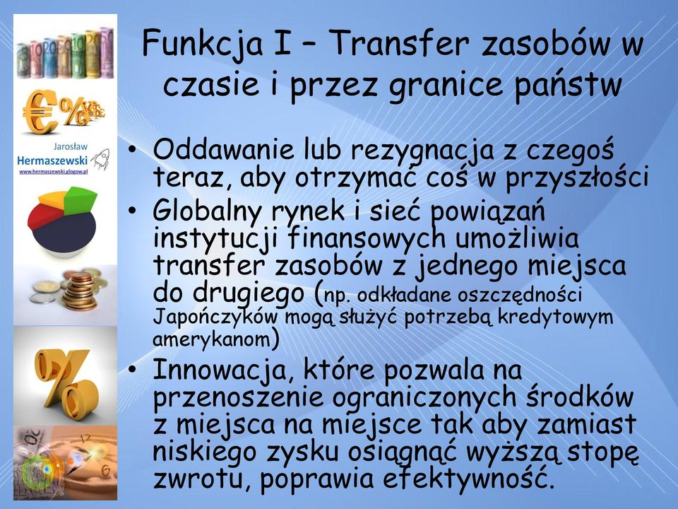 (np. odkładane oszczędności Japończyków mogą służyć potrzebą kredytowym amerykanom) Innowacja, które pozwala na