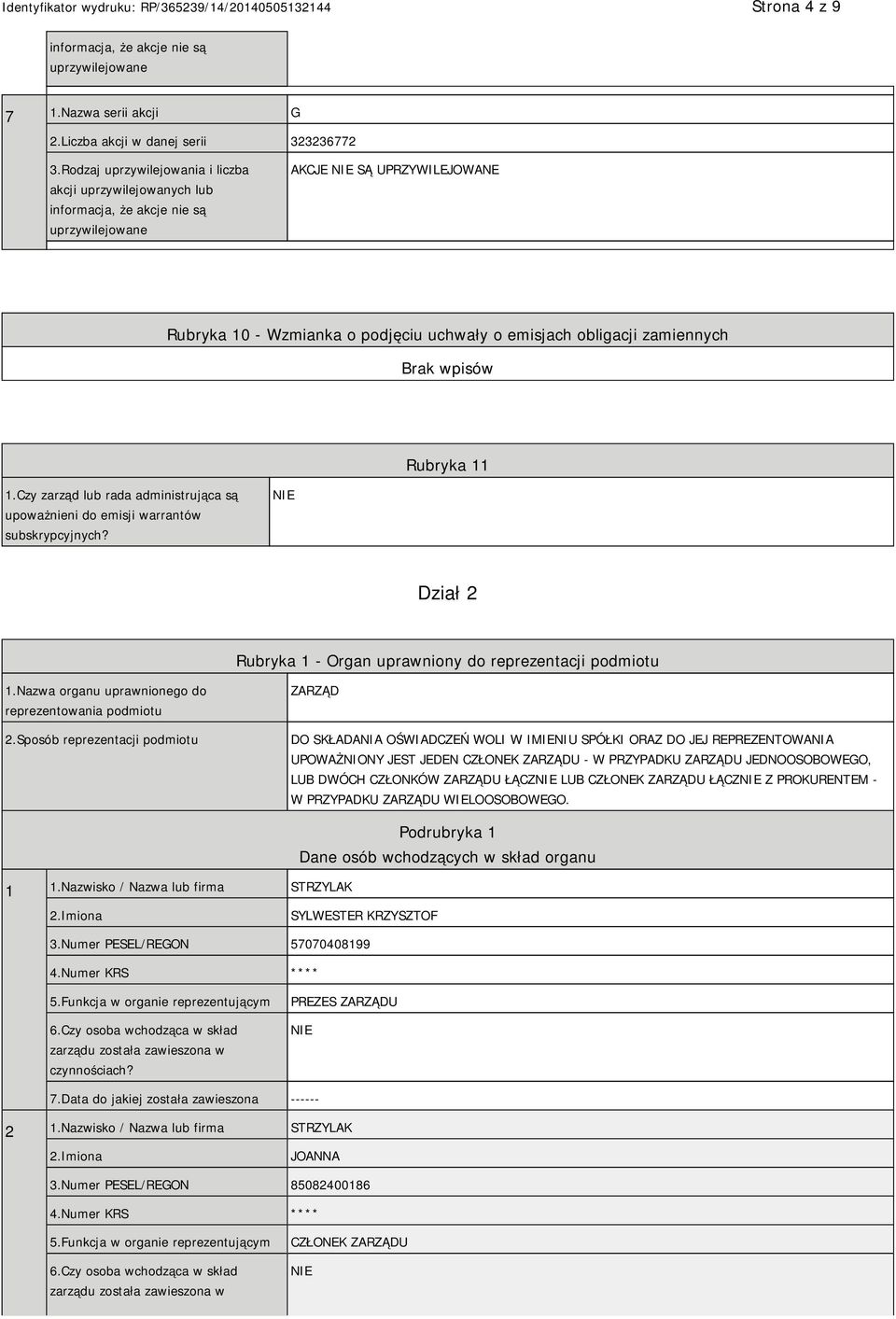 Nazwa organu uprawnionego do reprezentowania podmiotu 2.