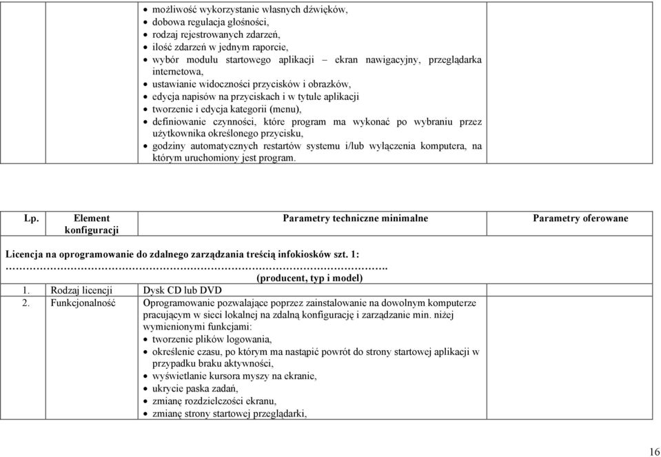 ma wykonać po wybraniu przez użytkownika określonego przycisku, godziny automatycznych restartów systemu i/lub wyłączenia komputera, na którym uruchomiony jest program.