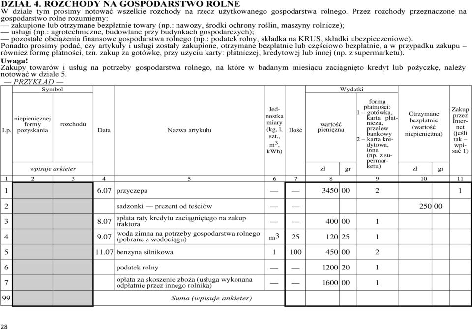: agrotechniczne, budowlane przy budynkach gospodarczych); pozostałe obciążenia finansowe gospodarstwa rolnego (np.: podatek rolny, składka na KRUS, składki ubezpieczeniowe).