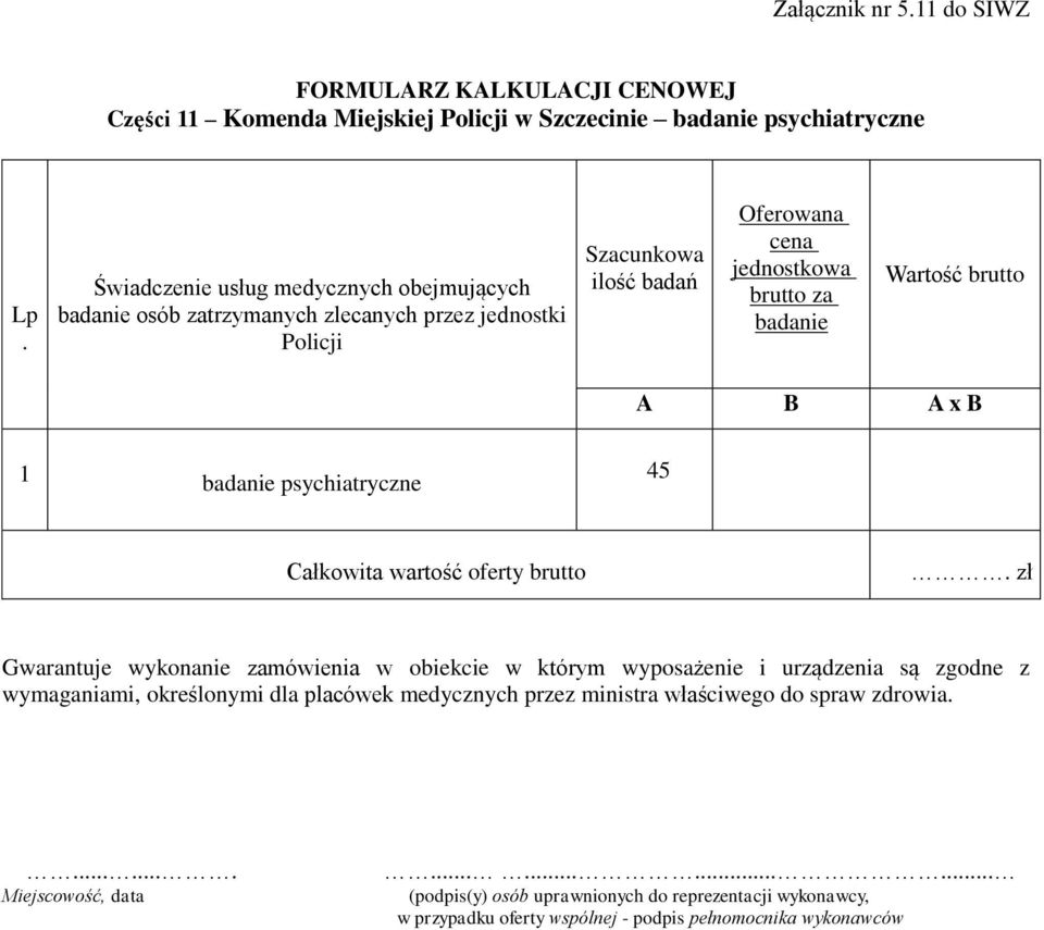 Policji w Szczecinie psychiatryczne Lp.