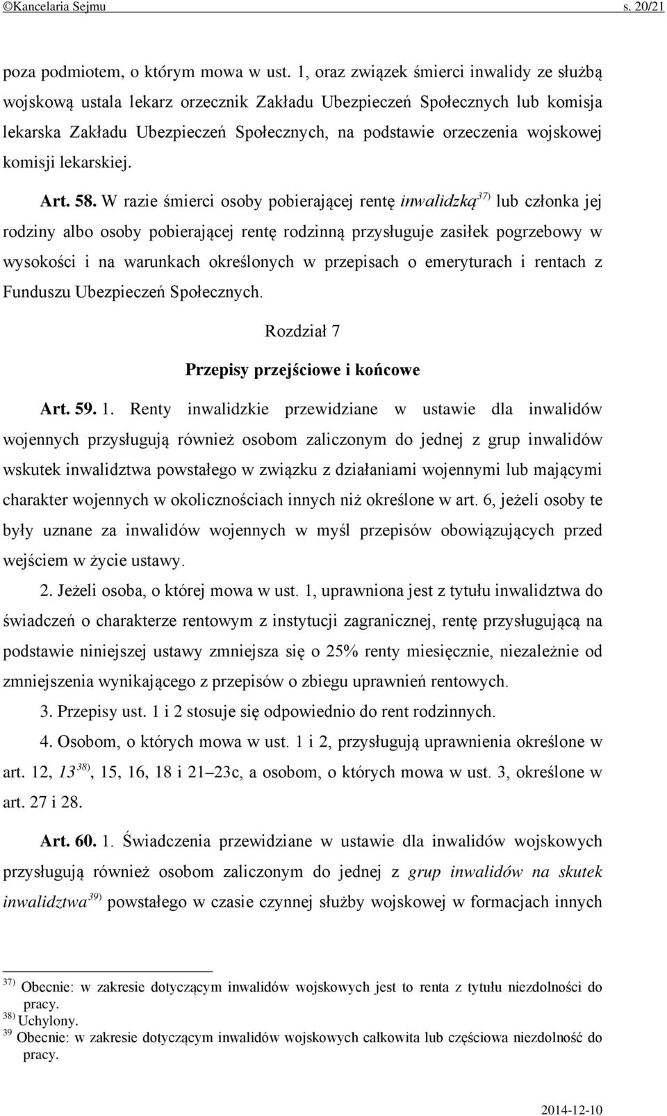 komisji lekarskiej. Art. 58.
