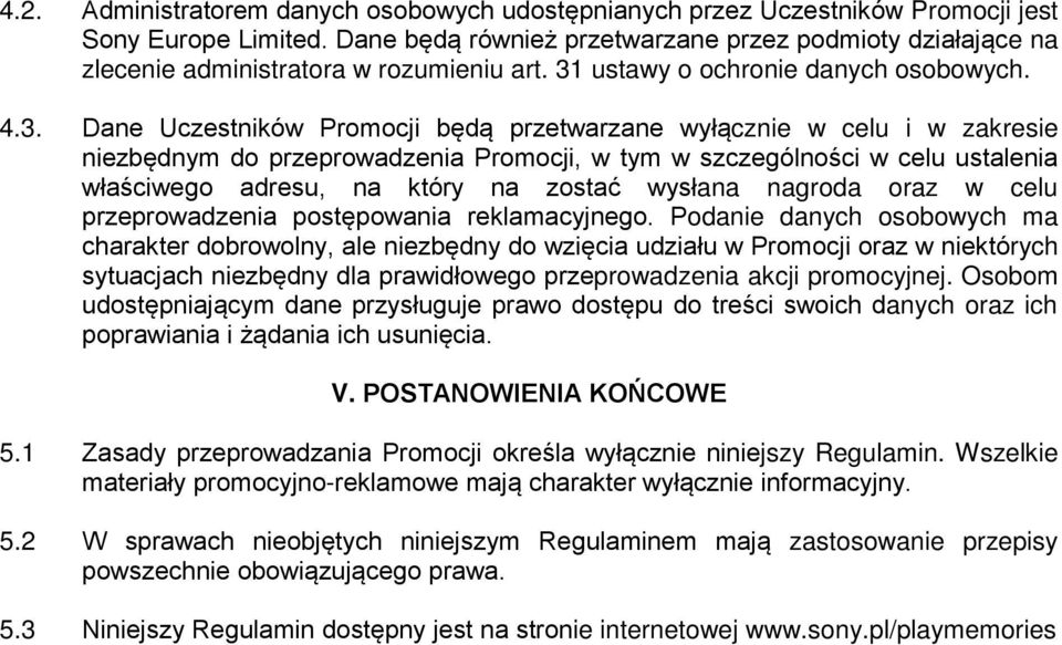ustawy o ochronie danych osobowych. 4.3.