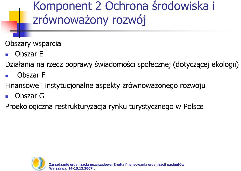 ekologii) Obszar F Finansowe i instytucjonalne aspekty zrównowaŝonego