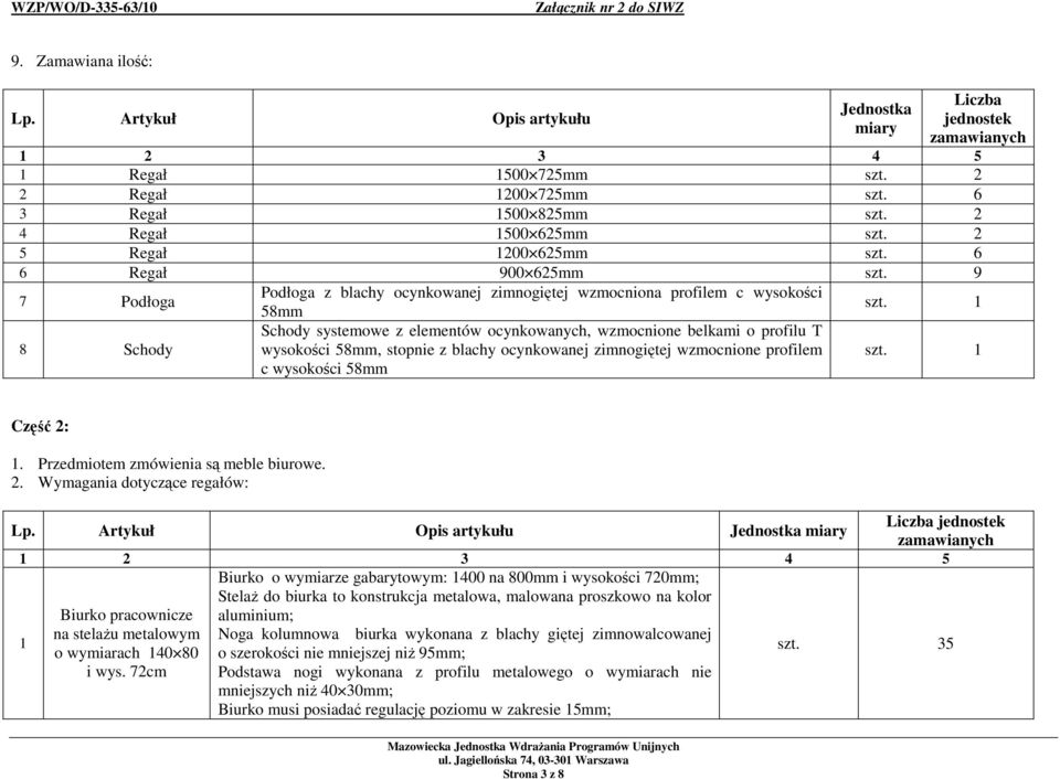 9 7 Podłoga 8 Schody Podłoga z blachy ocynkowanej zimnogiętej wzmocniona profilem c wysokości 58mm Schody systemowe z elementów ocynkowanych, wzmocnione belkami o profilu T wysokości 58mm, stopnie z