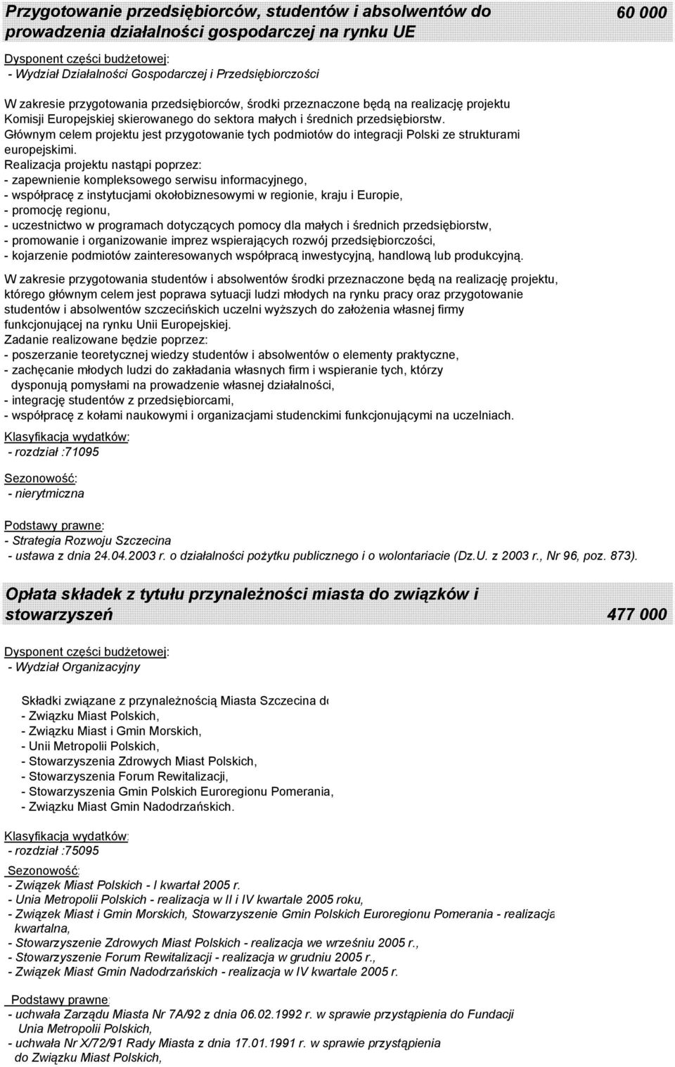 Głównym celem projektu jest przygotowanie tych podmiotów do integracji Polski ze strukturami europejskimi.