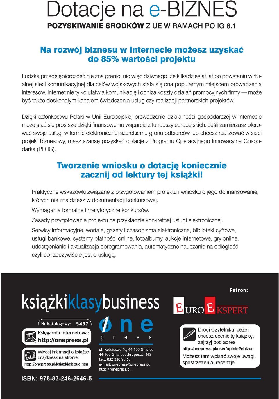 Jeżeli chcesz ocenić tę książkę, zajrzyj pod adres http://onepress.
