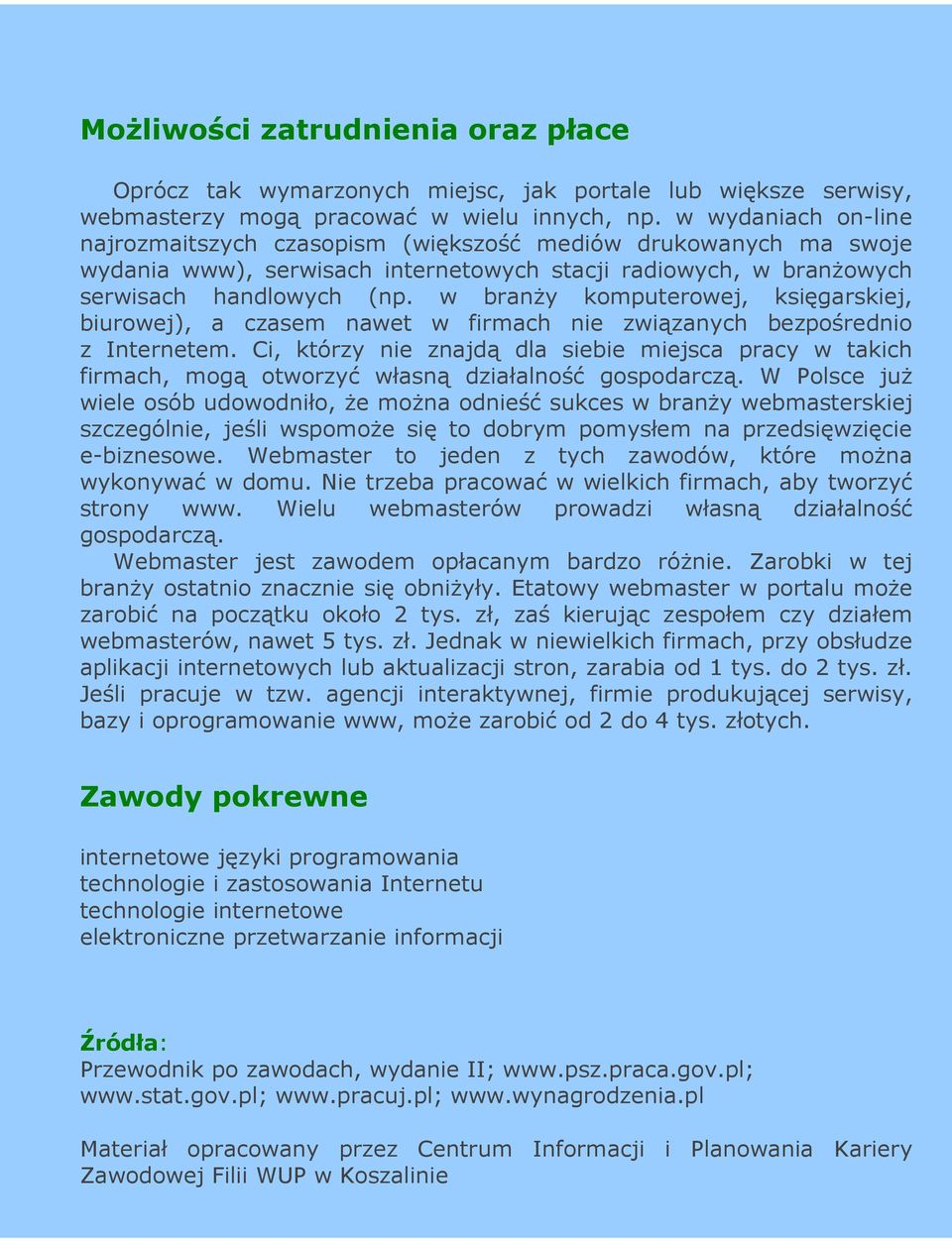 w branŝy komputerowej, księgarskiej, biurowej), a czasem nawet w firmach nie związanych bezpośrednio z Internetem.