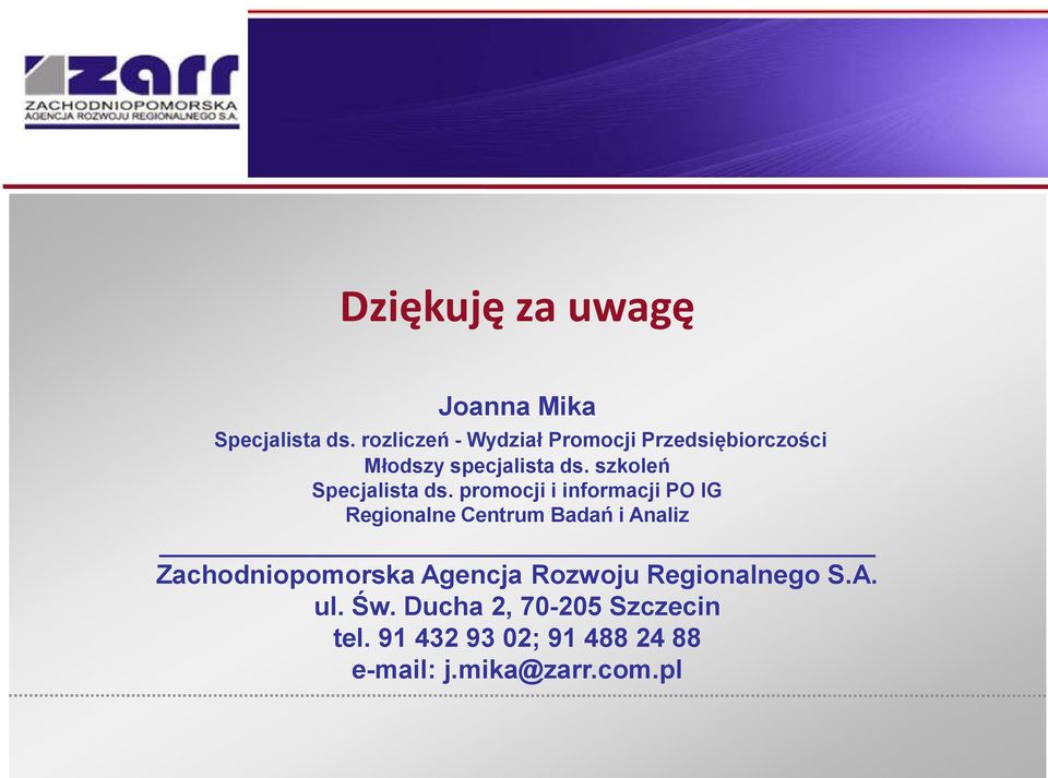 szkoleń Specjalista ds.