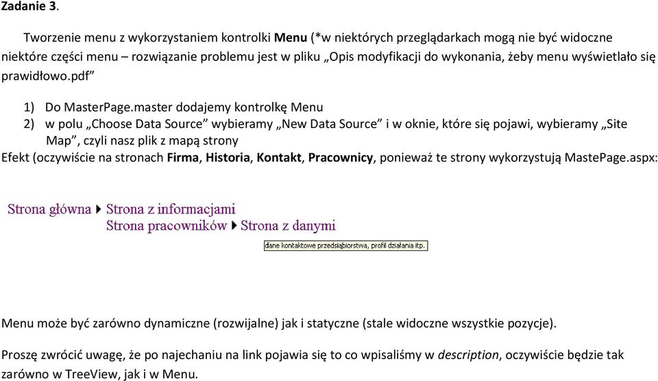 wyświetlało się prawidłowo.pdf 1) Do MasterPage.