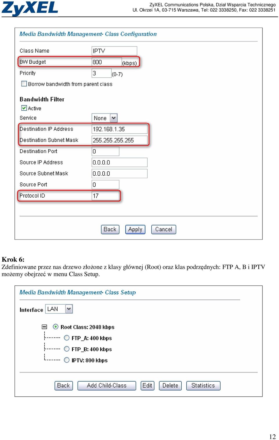 (Root) oraz klas podrzędnych: FTP A,