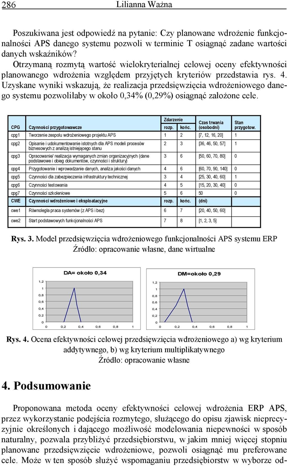 Uzyskane wyniki wskazują, Ŝe realizacja przedsięwzięcia wdroŝeniowego danego systemu pozwoliłaby w około,34% (,29%) osiągnąć załoŝone cele.