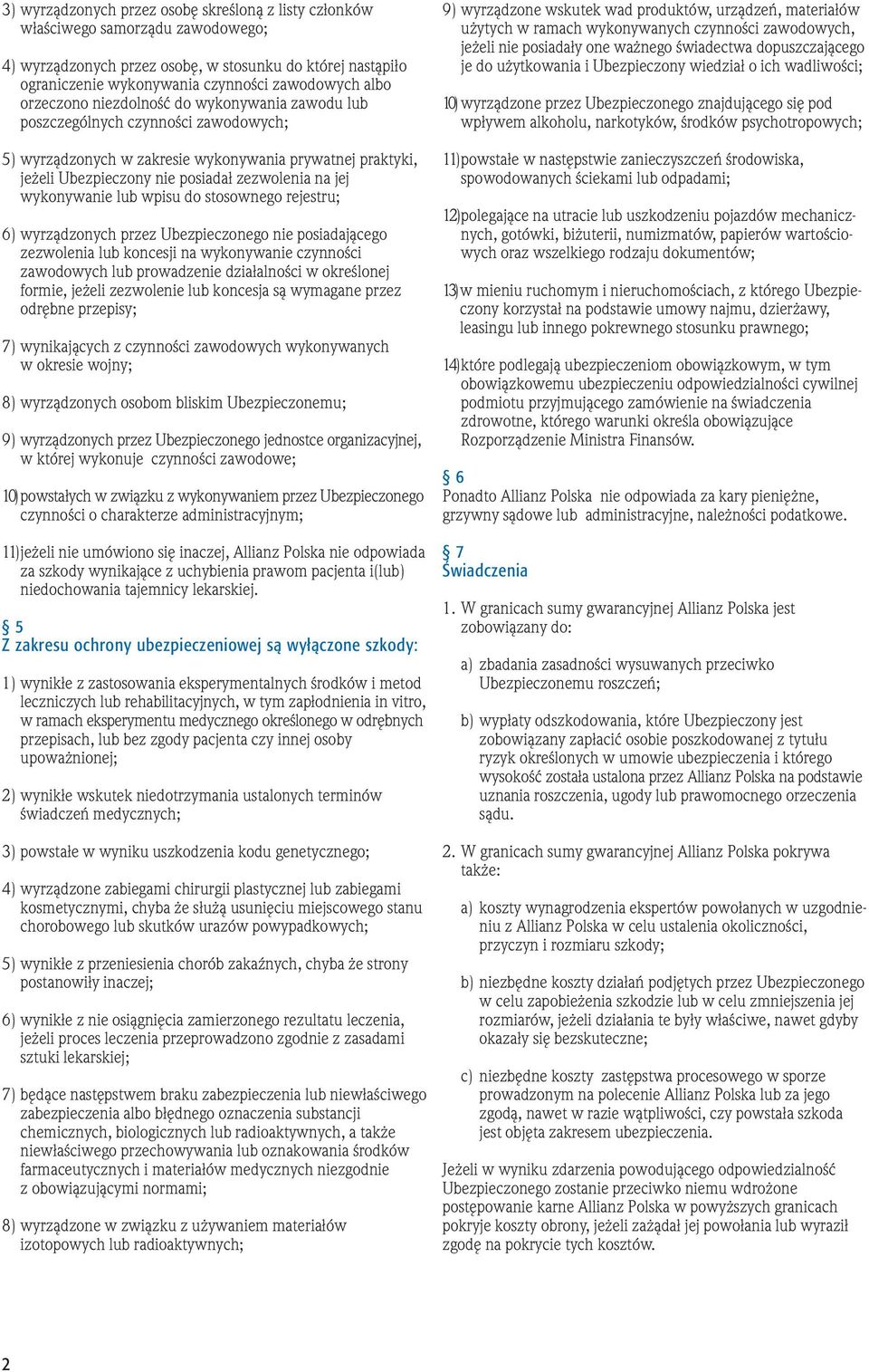 wykonywanie lub wpisu do stosownego rejestru; 6) wyrządzonych przez Ubezpieczonego nie posiadającego zezwolenia lub koncesji na wykonywanie czynności zawodowych lub prowadzenie działalności w