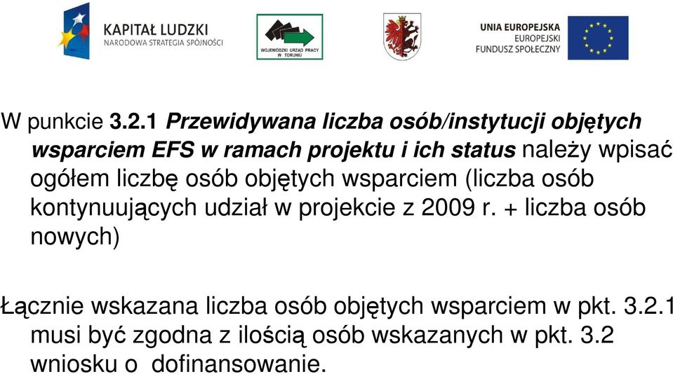 naleŝy wpisać ogółem liczbę osób objętych wsparciem (liczba osób kontynuujących udział w
