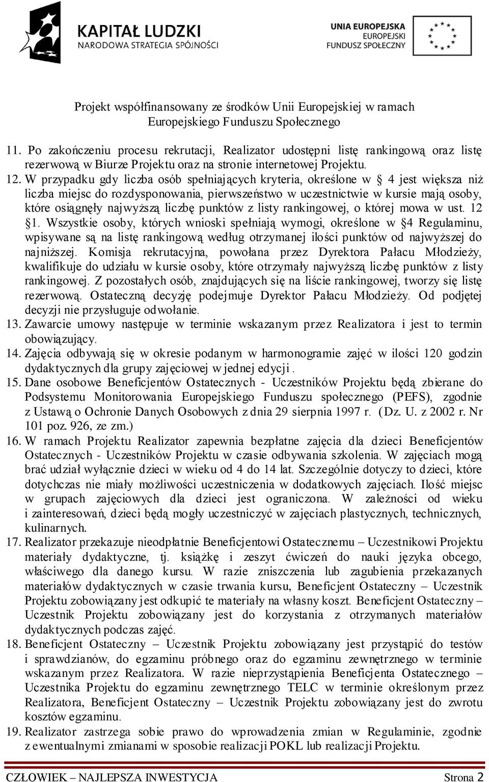 liczbę punktów z listy rankingowej, o której mowa w ust. 12 1.
