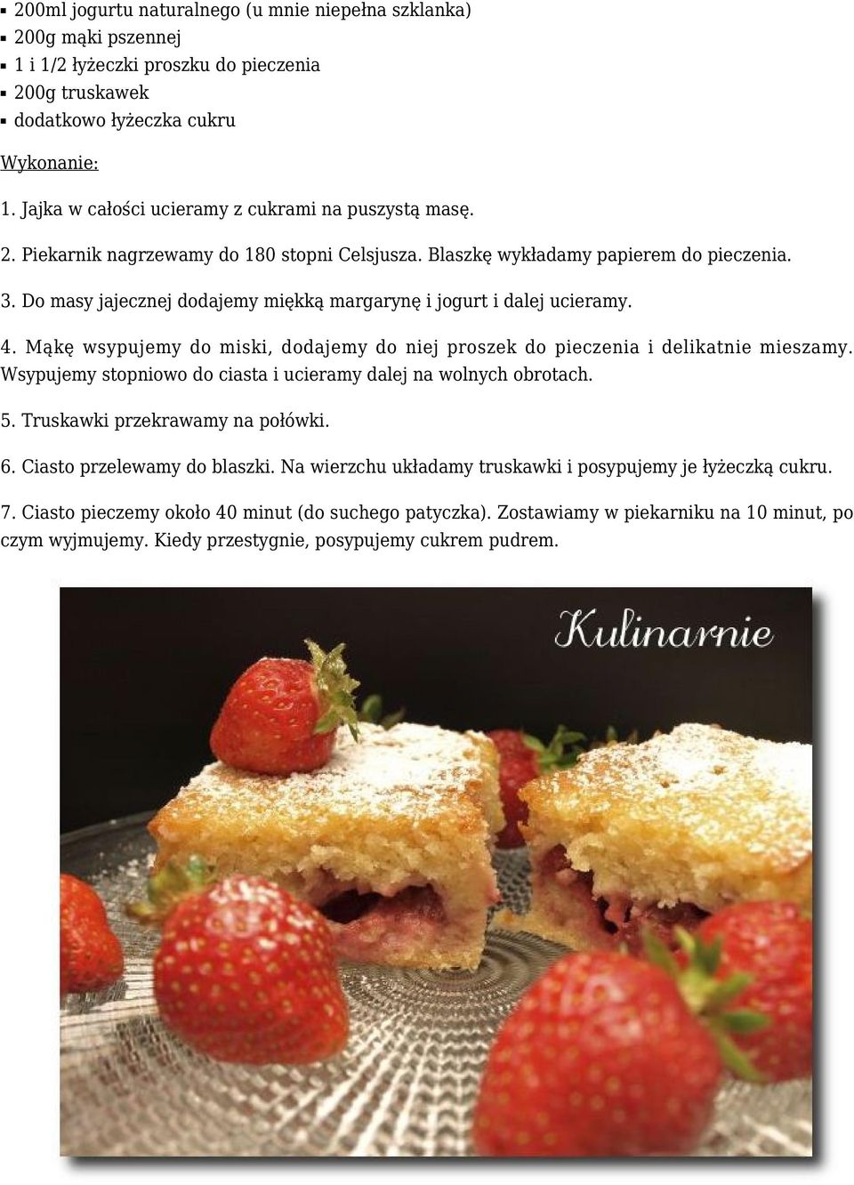 Do masy jajecznej dodajemy miękką margarynę i jogurt i dalej ucieramy. 4. Mąkę wsypujemy do miski, dodajemy do niej proszek do pieczenia i delikatnie mieszamy.
