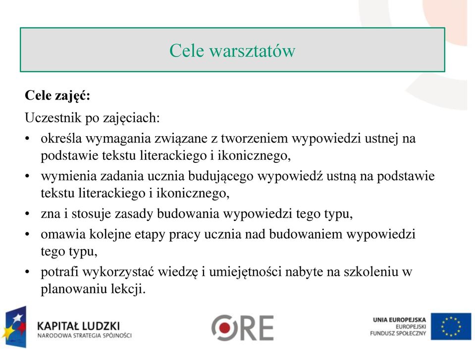literackiego i ikonicznego, zna i stosuje zasady budowania wypowiedzi tego typu, omawia kolejne etapy pracy ucznia