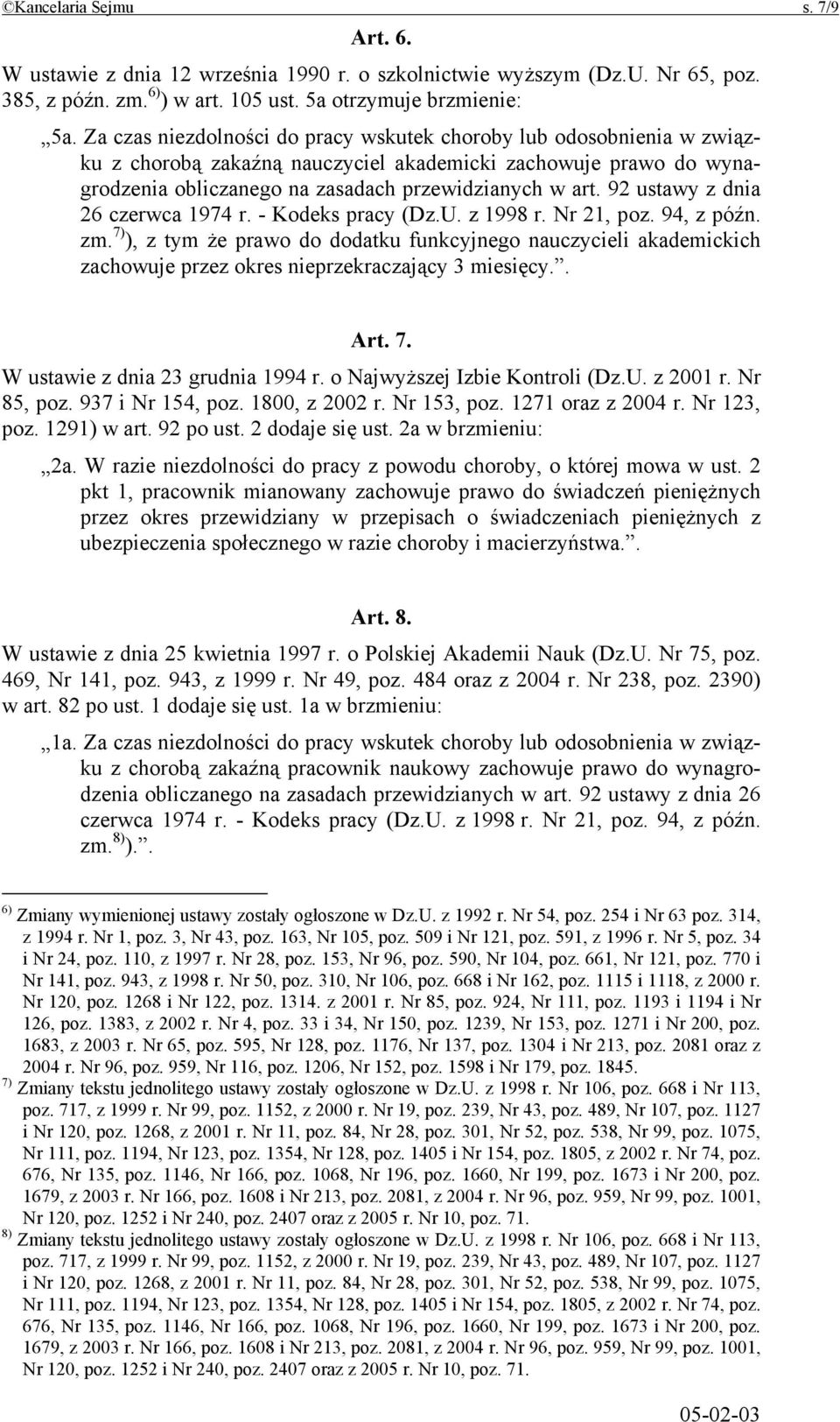 92 ustawy z dnia 26 czerwca 1974 r. - Kodeks pracy (Dz.U. z 1998 r. Nr 21, poz. 94, z późn. zm.