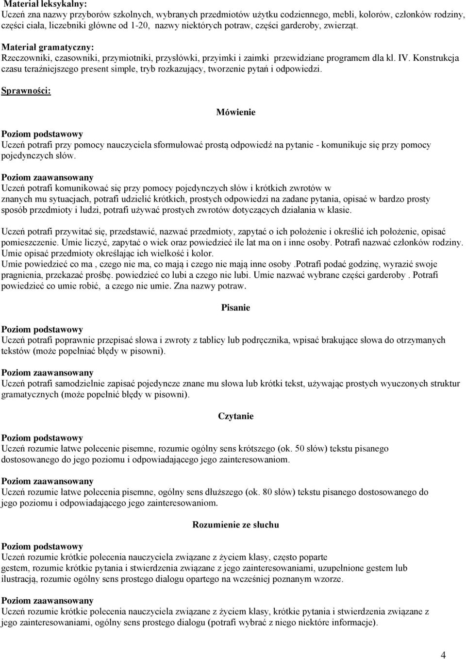 Konstrukcja czasu teraźniejszego present simple, tryb rozkazujący, tworzenie pytań i odpowiedzi.