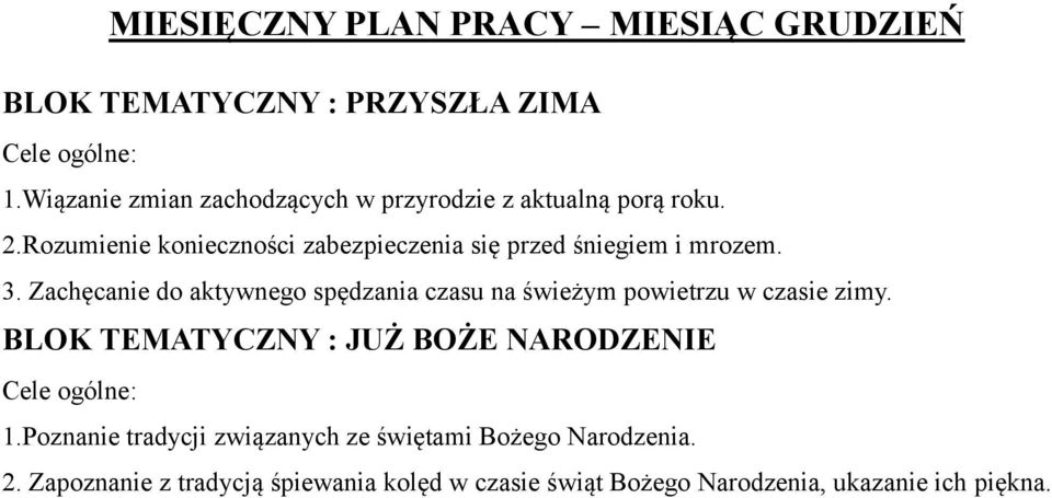 Rozumienie konieczności zabezpieczenia się przed śniegiem i mrozem. 3.