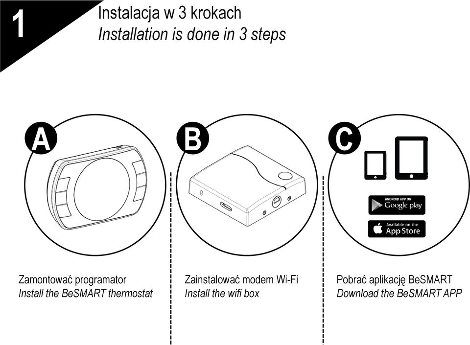 BeSMART thermostat Zainstalować modem Wi-Fi Install
