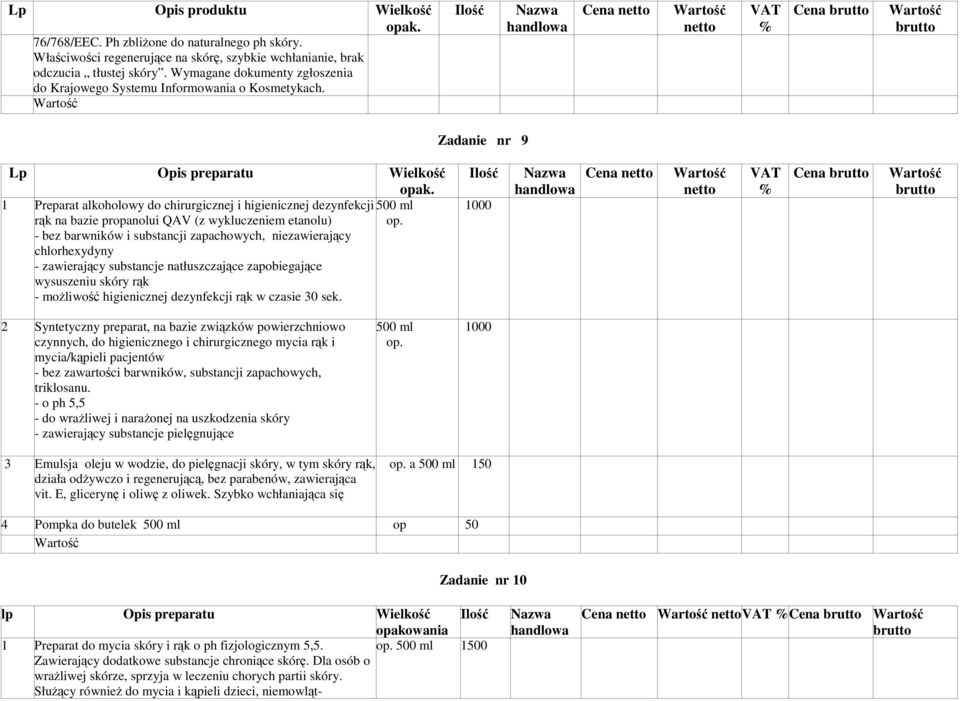 1 Preparat alkoholowy do chirurgicznej i higienicznej dezynfekcji 500 ml rąk na bazie propanolui QAV (z wykluczeniem etanolu) op.