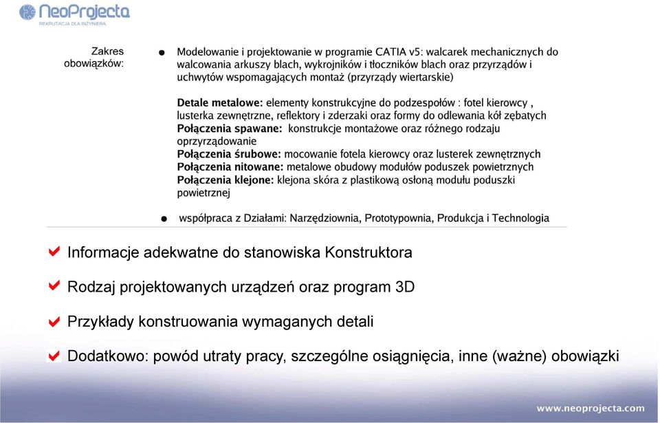 Przykłady konstruowania wymaganych detali Dodatkowo: