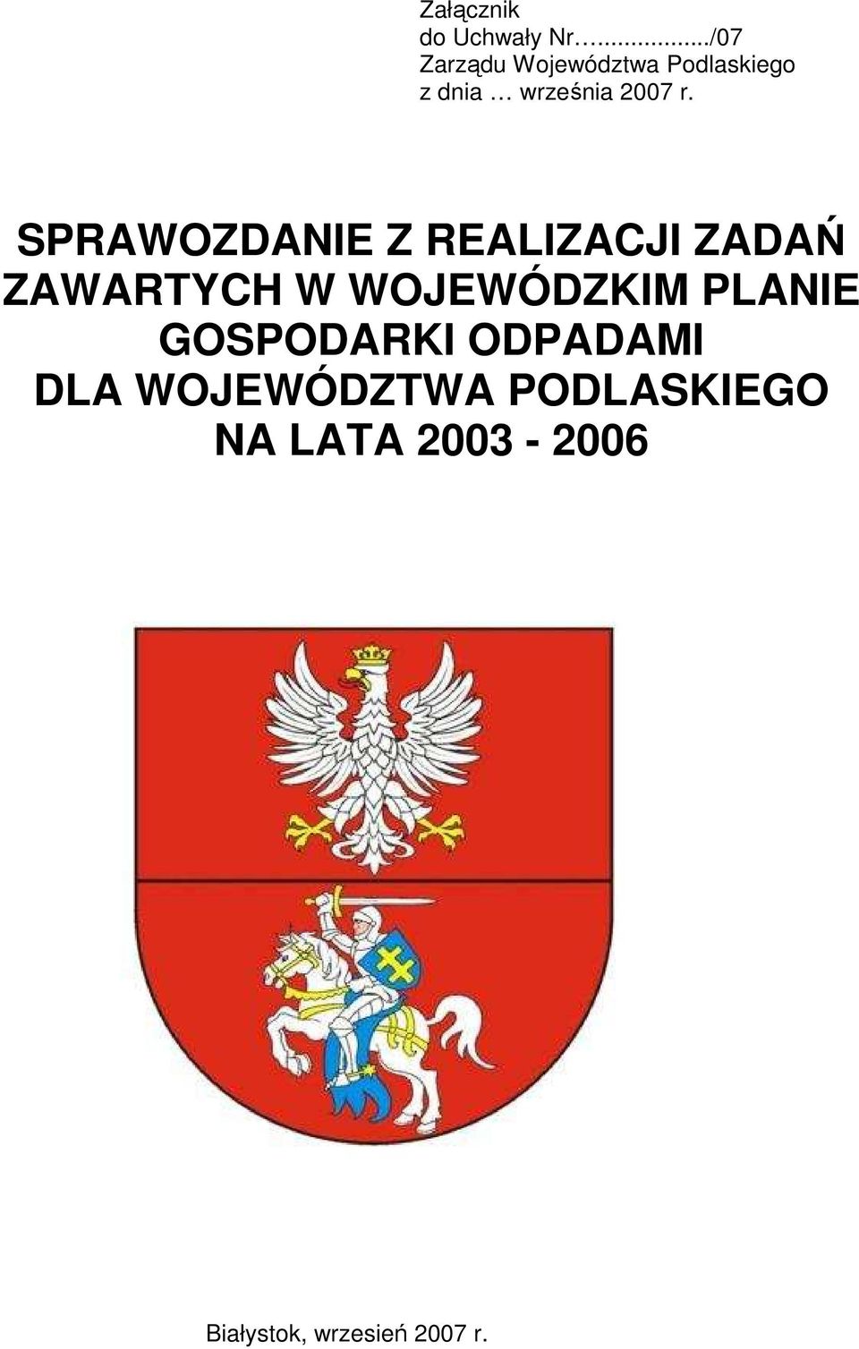 SPRAWOZDANIE Z REALIZACJI ZADAŃ ZAWARTYCH W WOJEWÓDZKIM