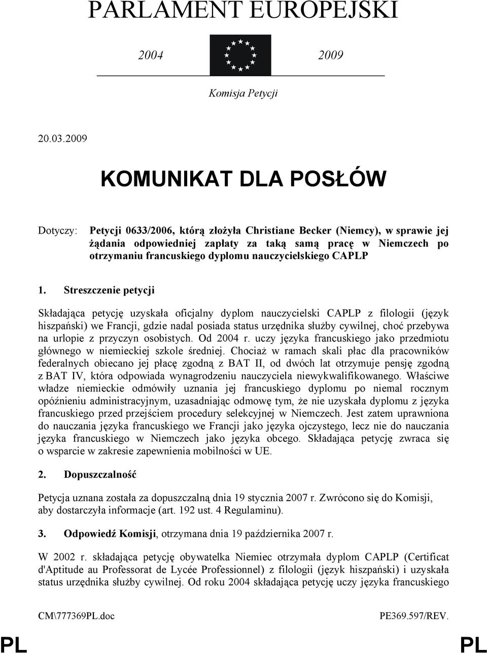 dyplomu nauczycielskiego CAP 1.