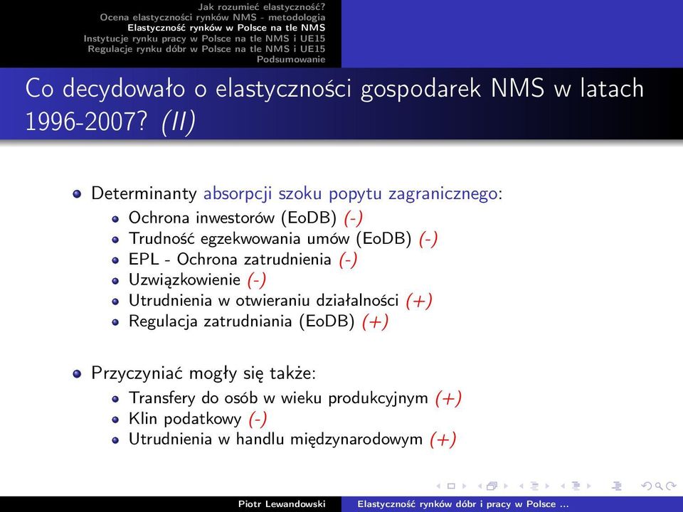 umów (EoDB) (-) EPL - Ochrona zatrudnienia (-) Uzwiązkowienie (-) Utrudnienia w otwieraniu działalności (+)