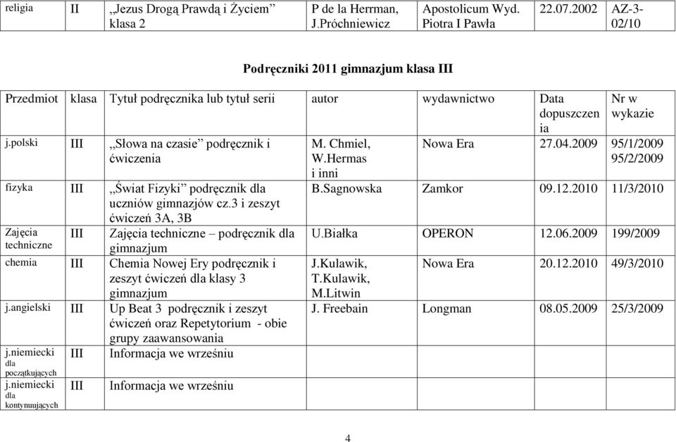 polski III Słowa na czasie podręcznik i fizyka III Śwt Fizyki podręcznik uczniów gimnazjów cz.