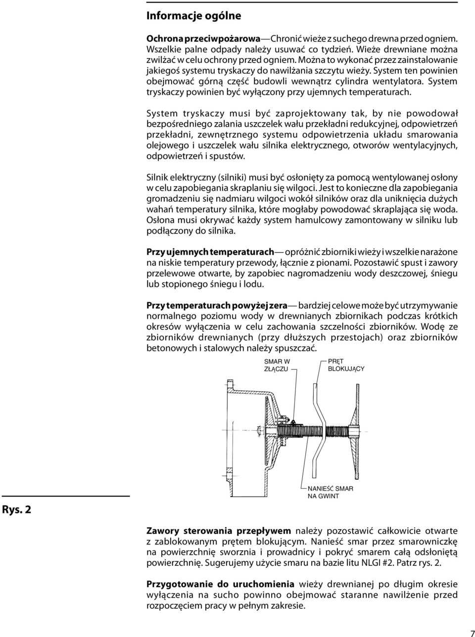 System tryskaczy powinien być wyłączony przy ujemnych temperaturach.